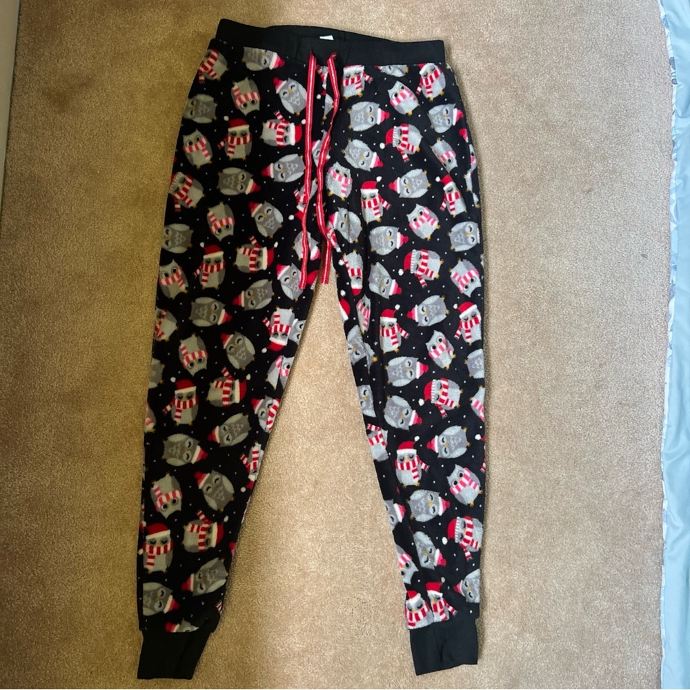 Fuzzy Christmas Owl Women’s Pajama pants